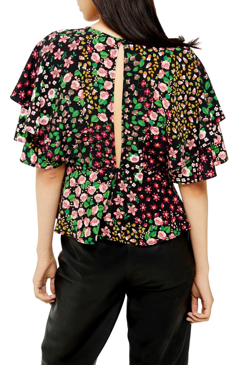 Austin Patch Floral Tea Top, Alternate, color, BLACK MULTI