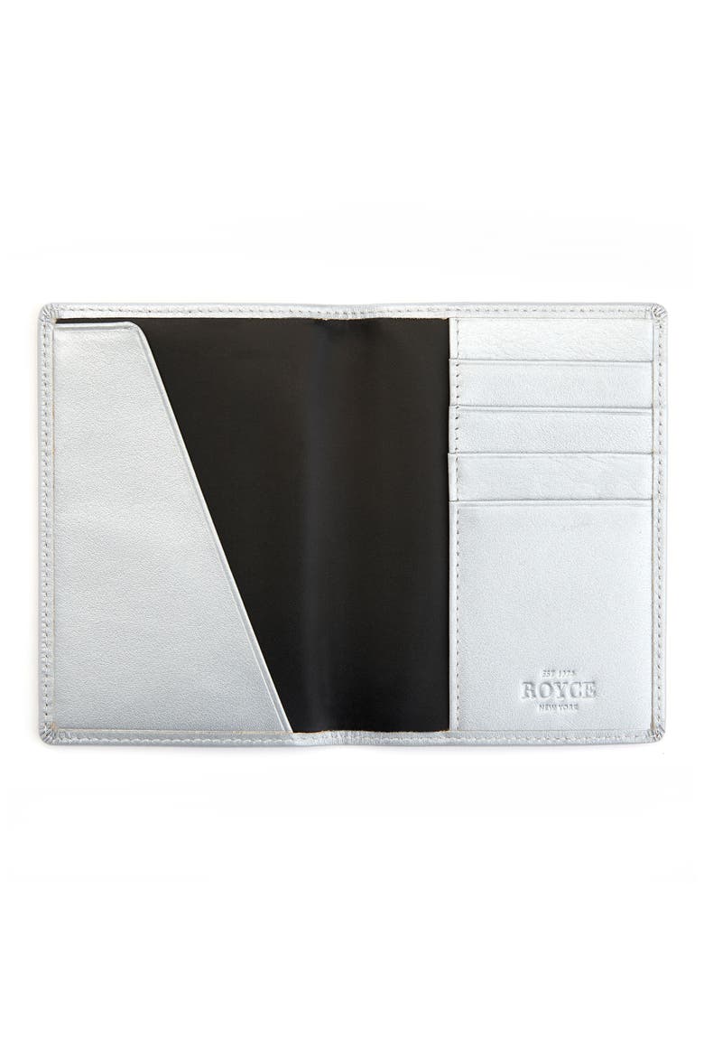 RFID Leather Passport Case, Alternate, color, SILVER