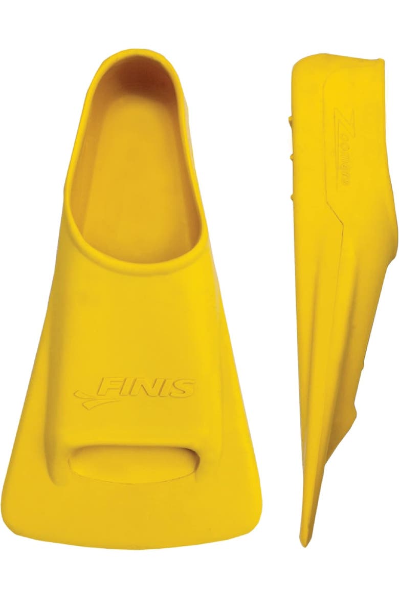 Zoomers Gold Swim Training Fins Short Blade Design for Speed and Conditioning Soft Natural Rubber Fit, Main, color, Yellow