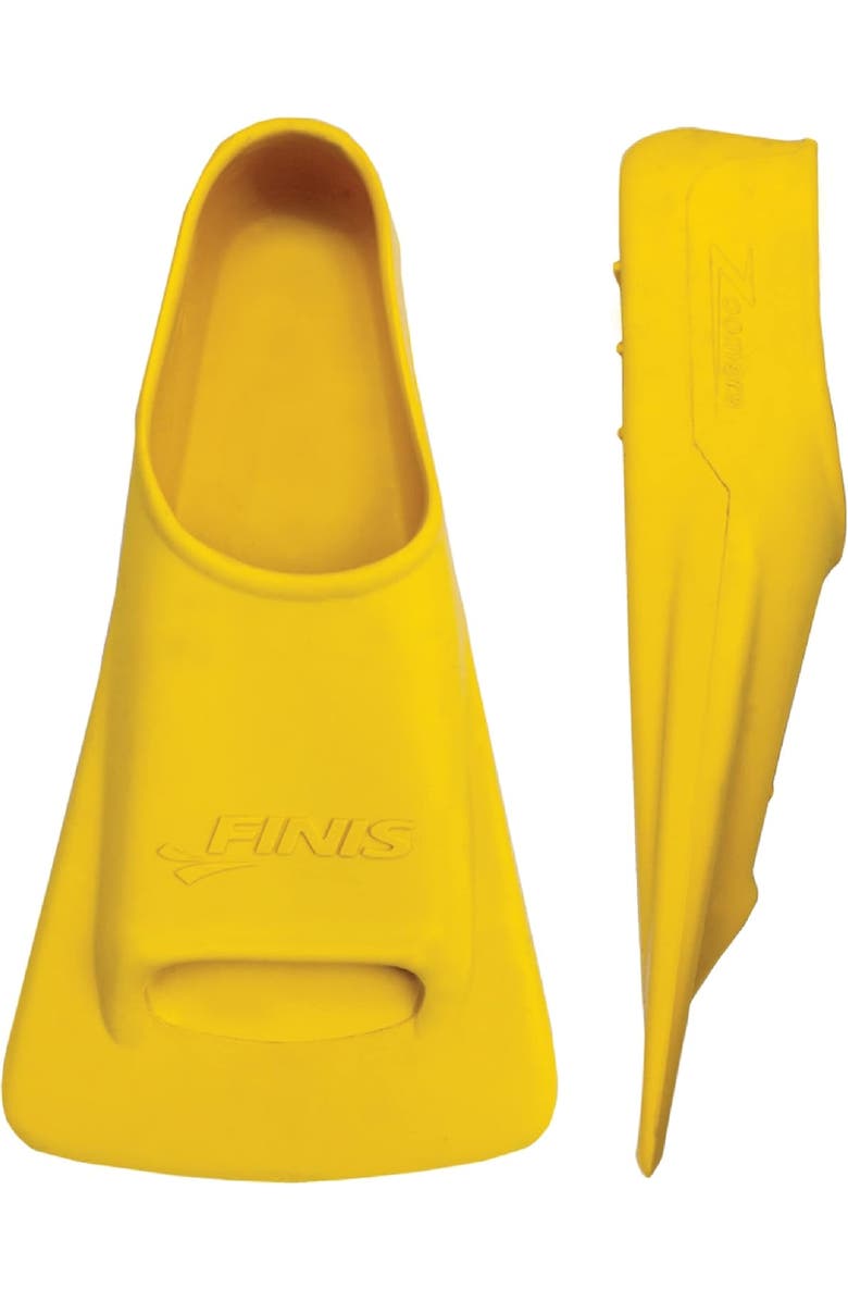 FINIS Zoomers Gold Swim Training Fins Short Blade Design for Speed and Conditioning Soft Natural Rubber Fit, Main, color, Yellow