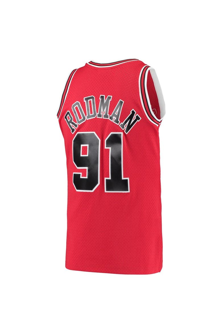 Men's Mitchell & Ness Dennis Rodman Red Chicago Bulls Hardwood Classics 1997-98 Swingman Jersey, Alternate, color, Red