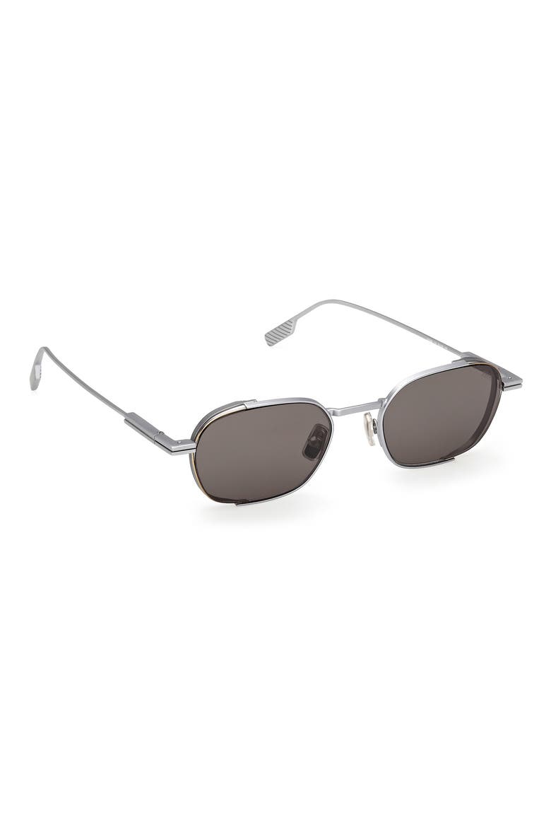 52mm Geometric Sunglasses, Alternate, color, PALLADIUM / SMOKE