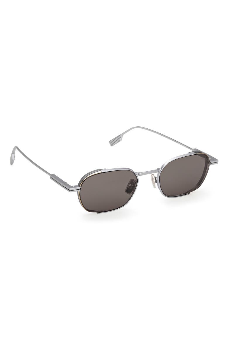 ZEGNA 52mm Geometric Sunglasses, Alternate, color, Palladium / Smoke