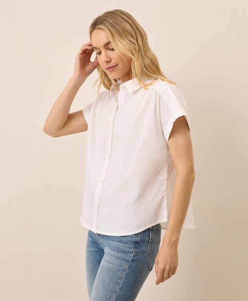 Pact Organic Cotton All Day Poplin Shirred Shirt In White