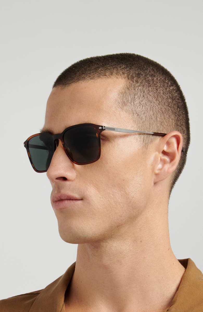 BOSS 55mm Sunglasses, Alternate, color, Brown Horn Ruthenium/ Green