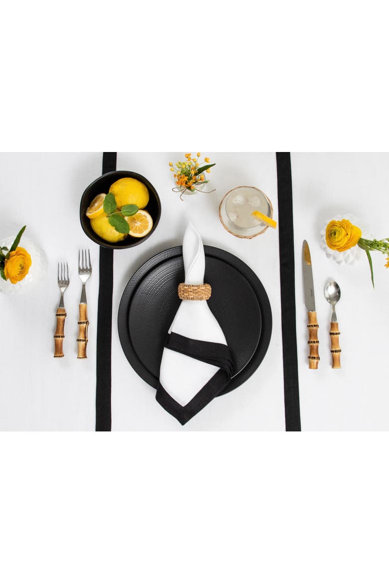 Linen Dinner Napkins Set of 4, 20 x 20" - Classic, Alternate, color, Black and White