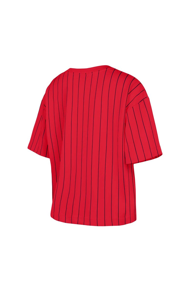 New Era Women's New Era Red St. Louis Cardinals Boxy Pinstripe T-Shirt, Alternate, color,