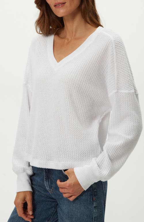 Michael Stars Salma Waffle Stitch V-neck Knit Top In White