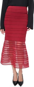 DKNY Ladder Lace Mesh Midi Sweater Skirt