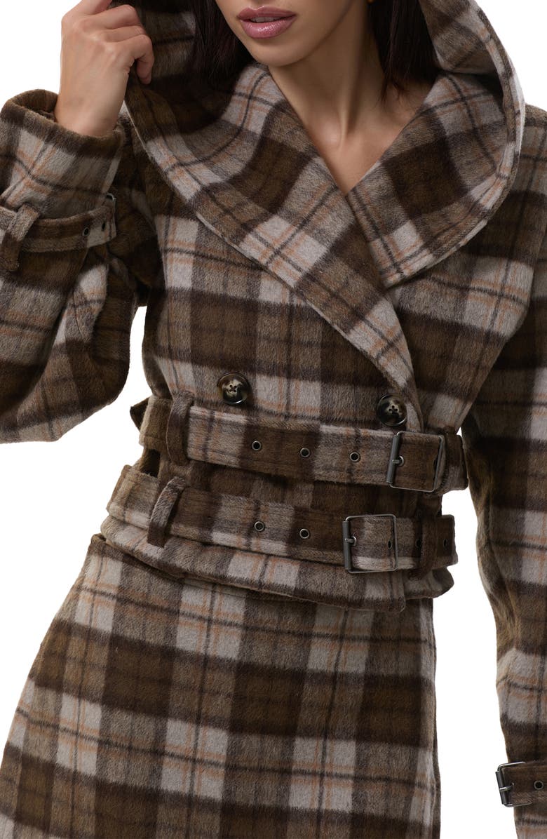 AFRM Halifax Plaid Double Breasted Hooded Crop Jacket, Alternate, color, Cashmere Plaid