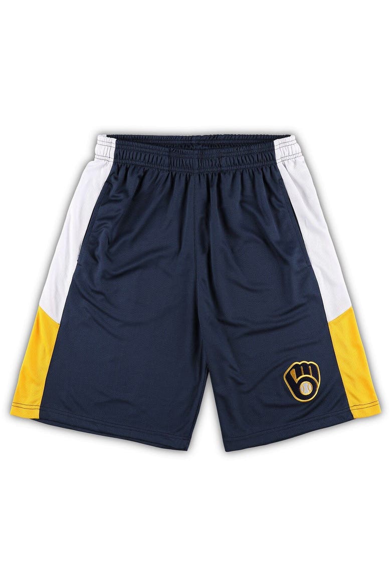 Men's Navy Milwaukee Brewers Big & Tall Team Shorts, Main, color, Navy