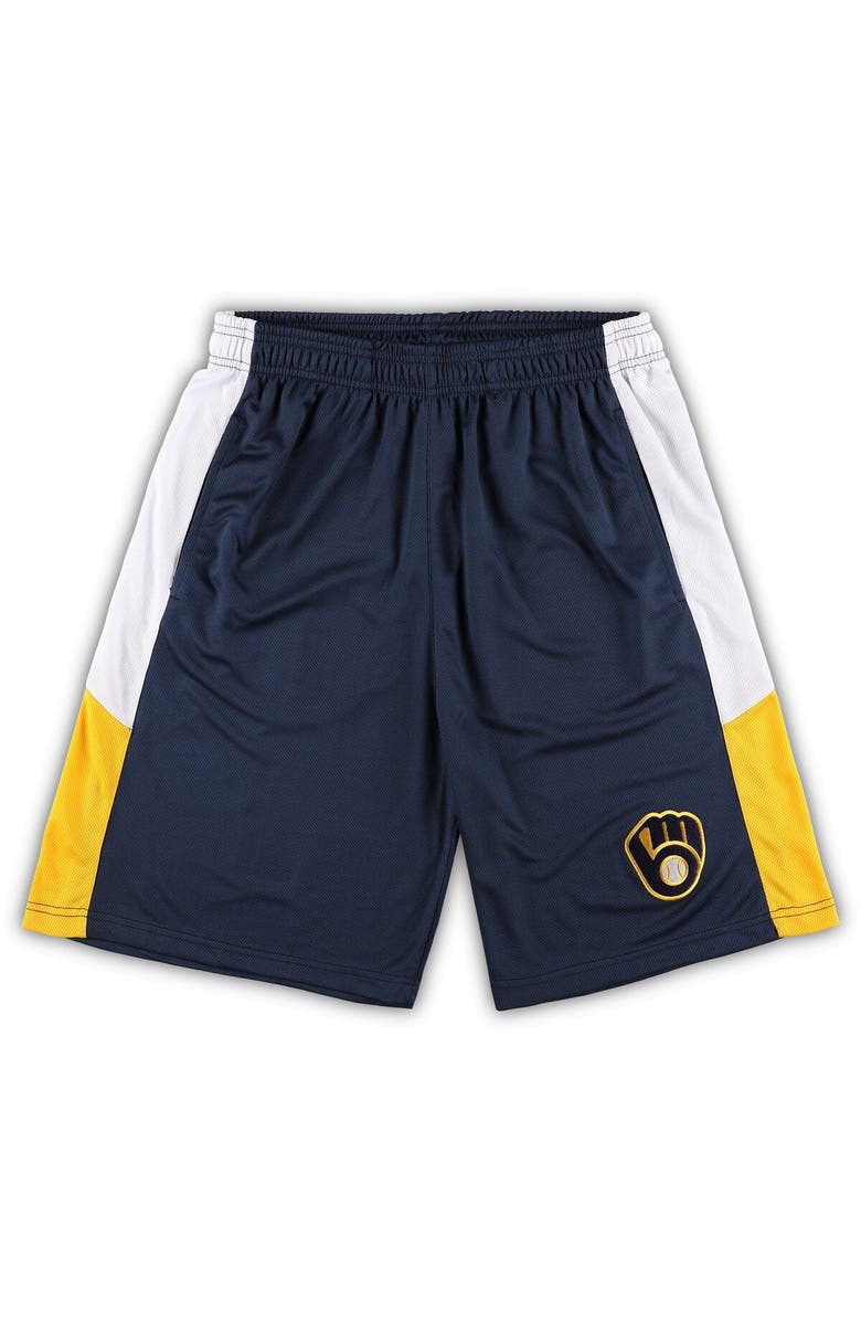 PROFILE Men's Navy Milwaukee Brewers Big & Tall Team Shorts, Main, color, Navy