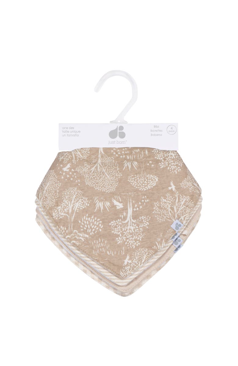 Just Born Bandana Bibs 4-Pack Blues, Alternate, color, Tan