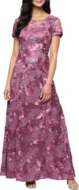 Alex Evenings Embellished Soutache A-Line Evening Gown