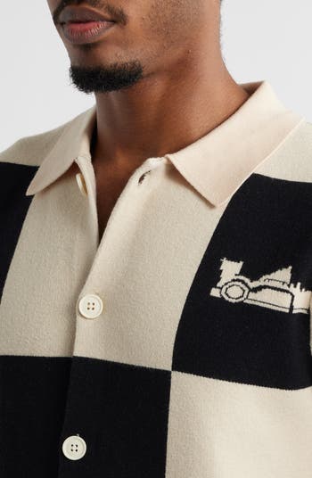 Victory Lap Check Graphic Button-Up Polo