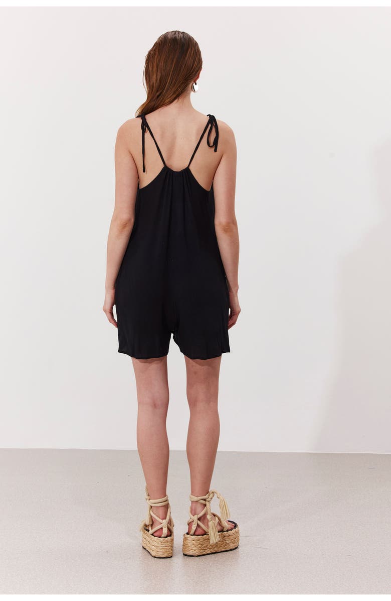 Gottex Beach Life Solena Crêpe High Neck Romper Cover-Up, Alternate, color, Black