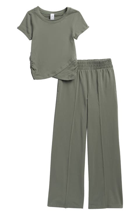 Kids' Lilan Jersey Wrap Top & Wide Leg Pants Set