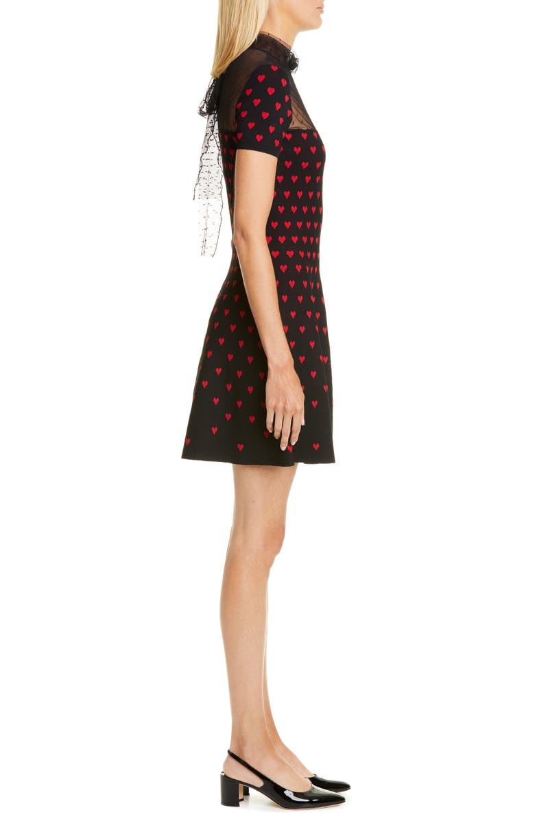 RED Valentino Point d'Esprit Yoke Heart Sweater Dress, Alternate, color, 