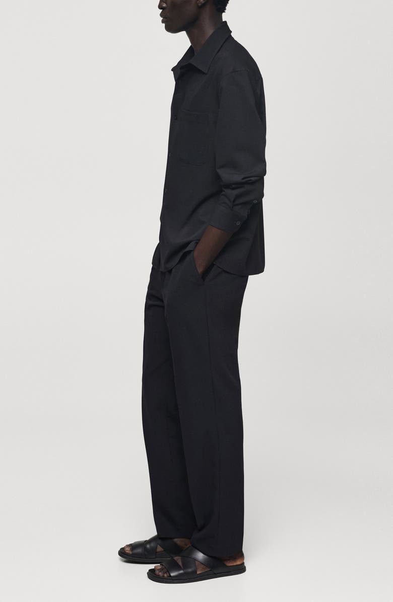 MANGO Regular Fit Stretch Button-Up Shirt, Alternate, color, Dark Navy