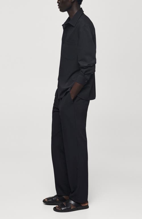 Mango Regular Fit Stretch Button-up Shirt In Dark Navy