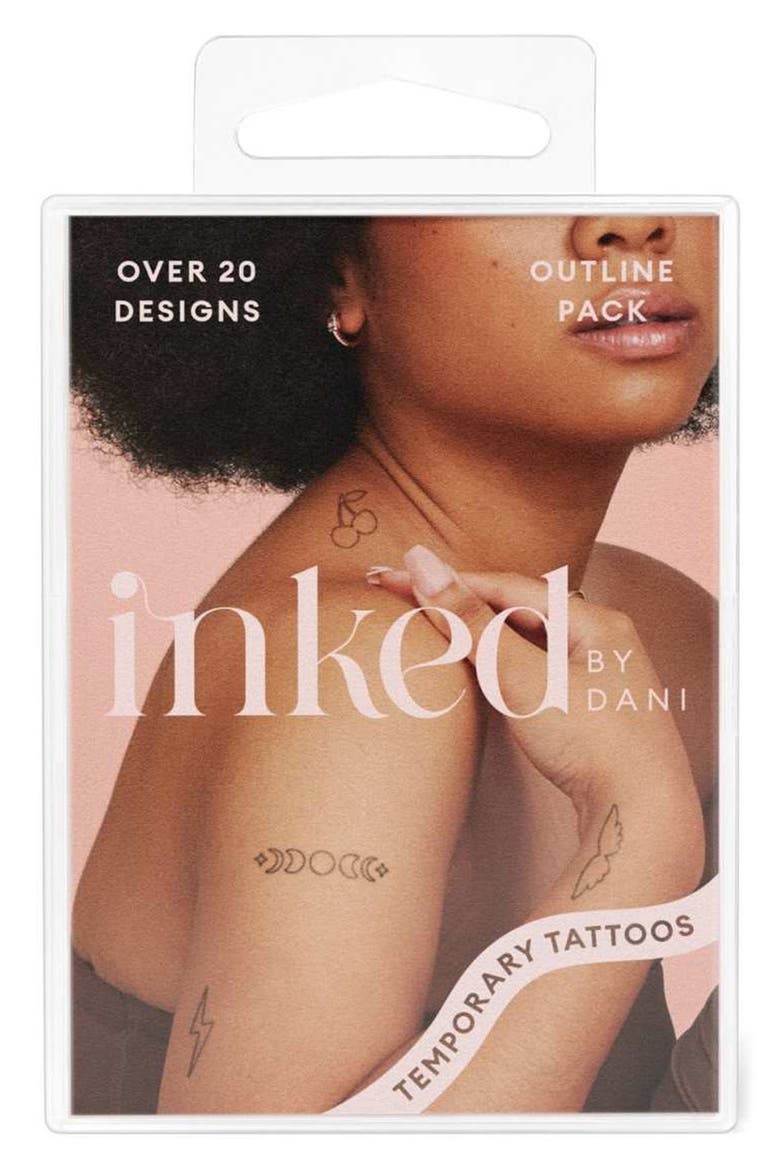 Outline Temporary Tattoos, Alternate, color, BLACK