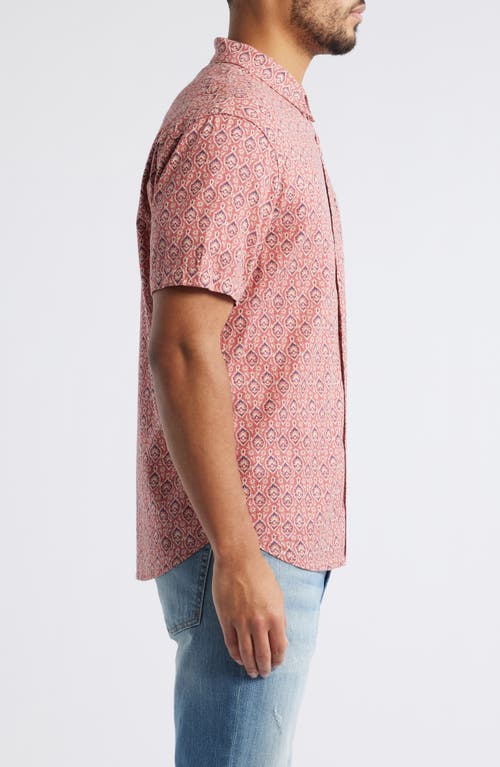 Rails Carson Floral Short Sleeve Stretch Linen Blend Button-up Shirt In Pendant Batik Rose