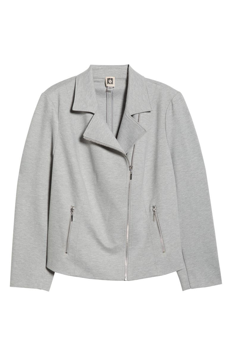 Anne Klein Moto Zip Ponte Jacket, Alternate, color, Light Heather Grey