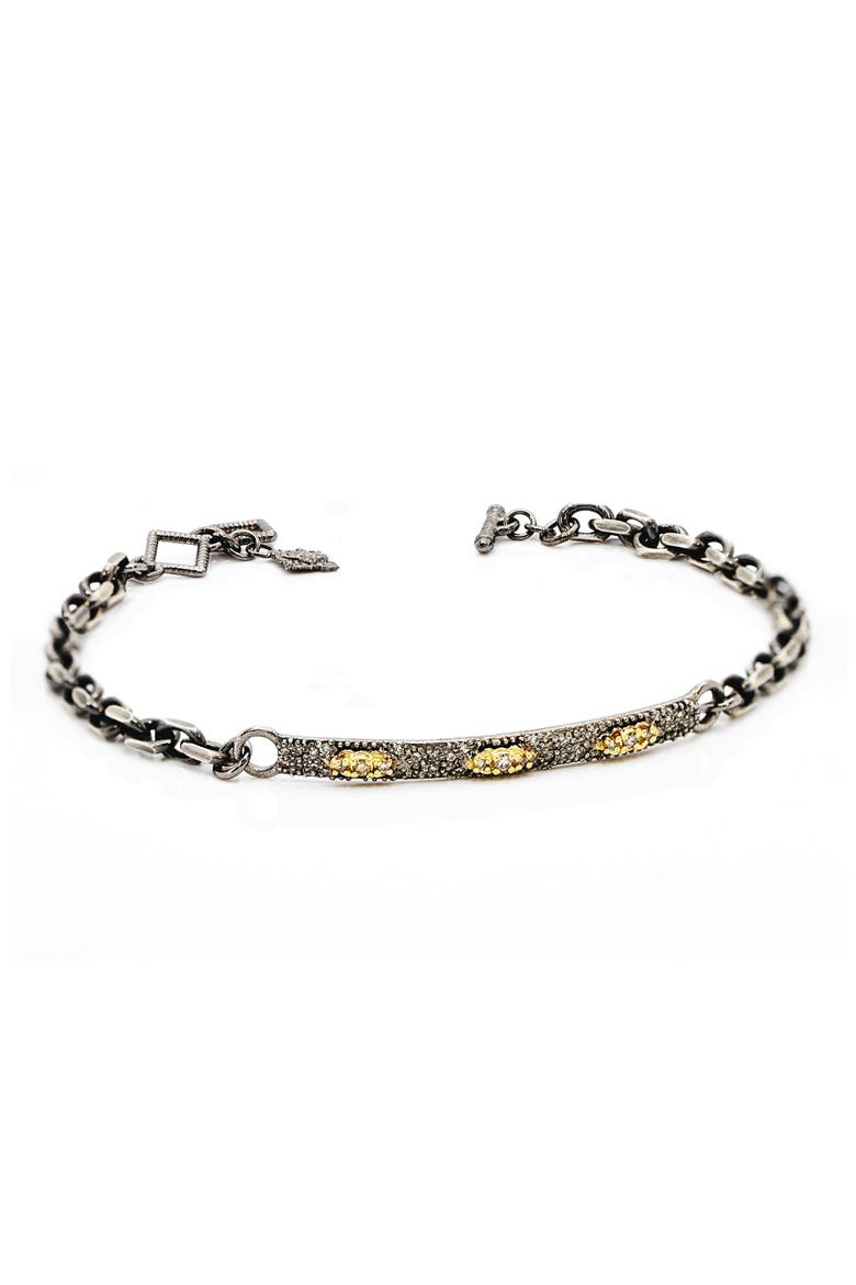 Old World Pavé Diamond ID Bracelet, Main, color, SILVER