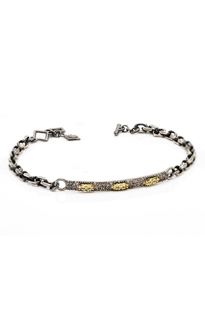 Armenta Old World Pavé Diamond ID Bracelet, Main, color, Silver