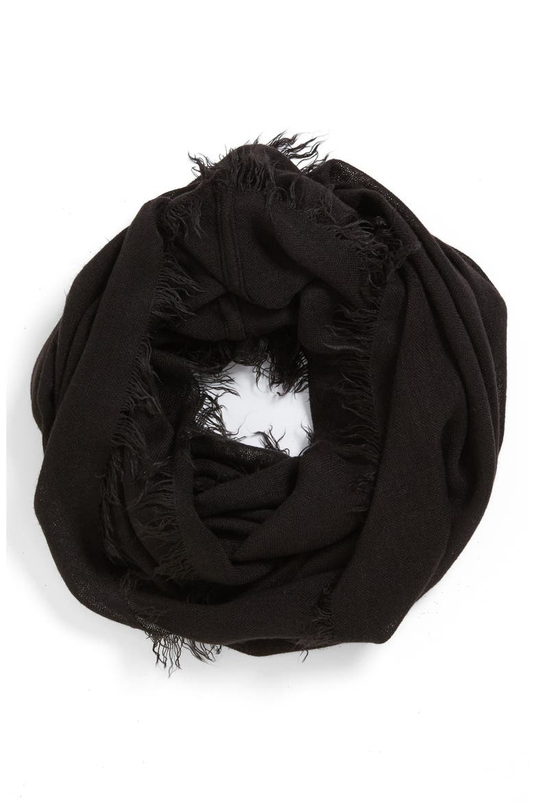 Fringe Infinity Scarf, Main, color, BLACK
