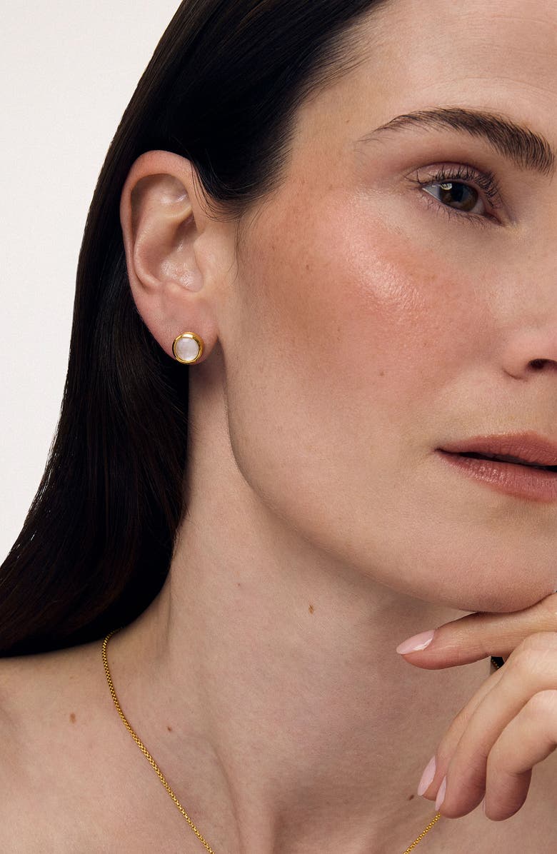 Dean Davidson Signature Mini Stud Earrings, Alternate, color, Iridescent Pearl/ Gold