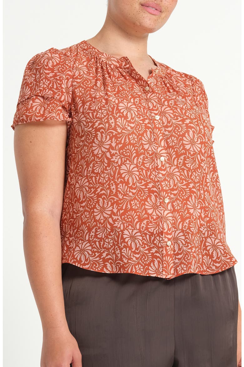 Bellavie Puff Sleeve Shirt, Alternate, color, ROSEWOOD