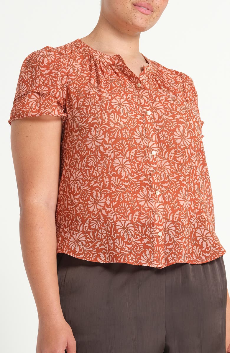 Estelle Bellavie Puff Sleeve Shirt, Alternate, color, Rosewood