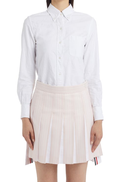 Classic Point Collar Long Sleeve Cotton Blouse