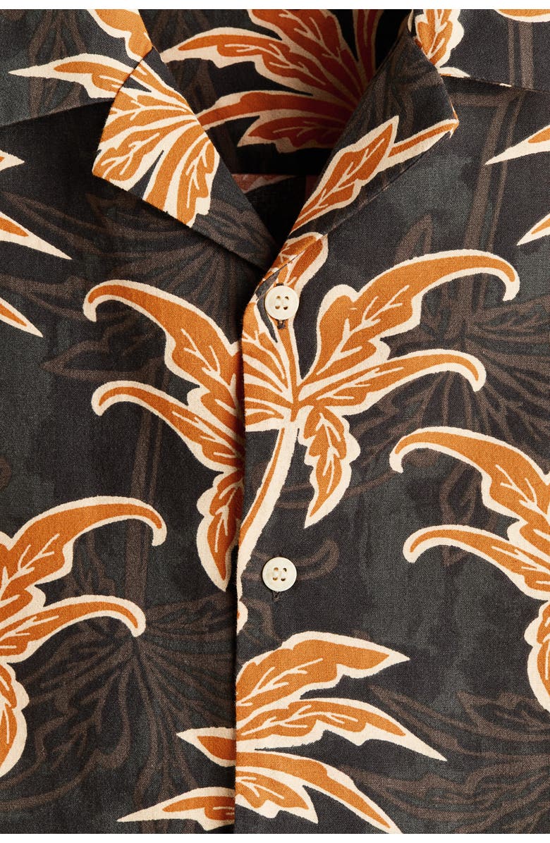 H&M Relaxed Fit Cotton Resort Shirt, Alternate, color, Black/Palm Trees