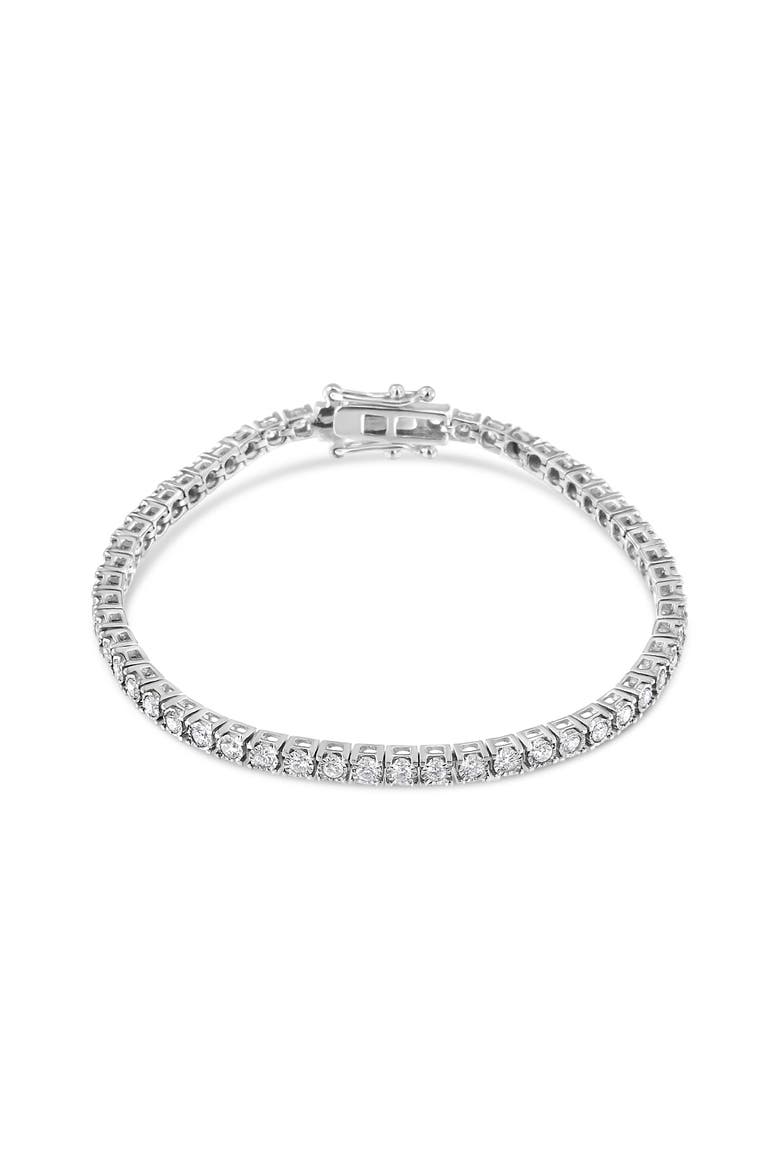 14K White Gold 2.0 Ctw Miracle Set Lab Grown Diamond Illusion  Tennis Bracelet, Alternate, color, White