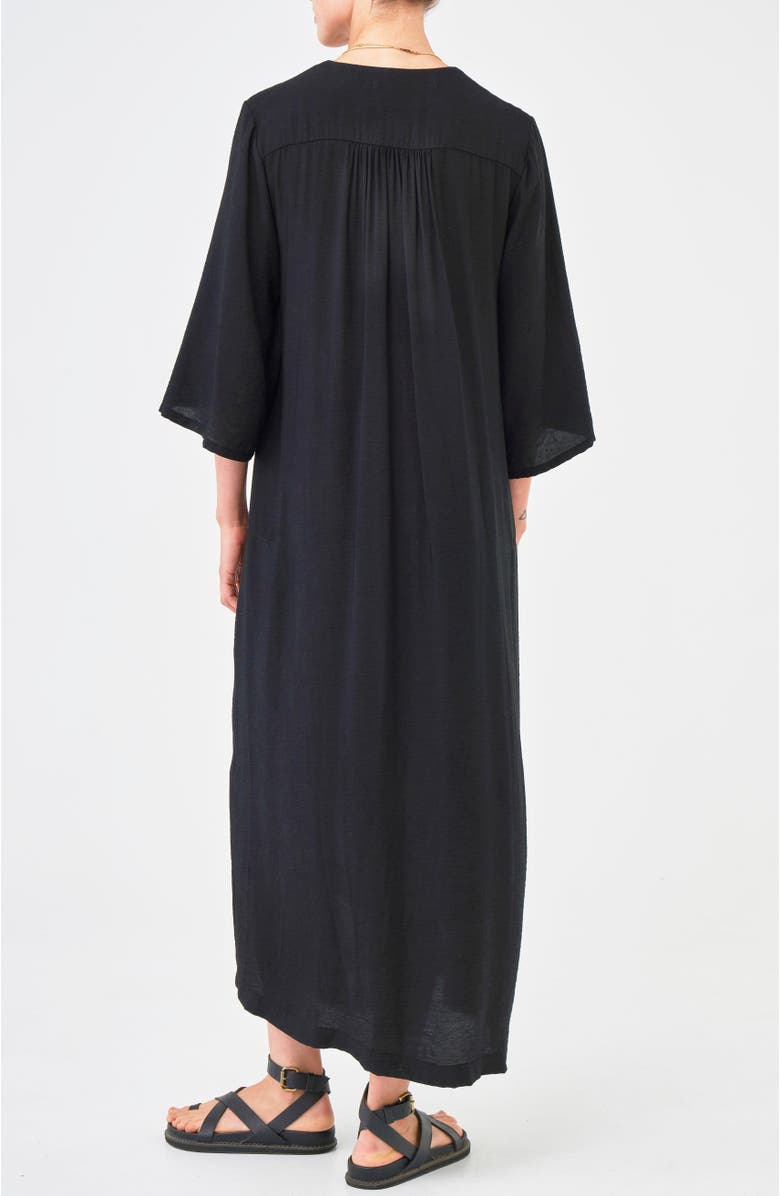 ocean+main Cupro Rouched Front Caftan, Alternate, color, Black