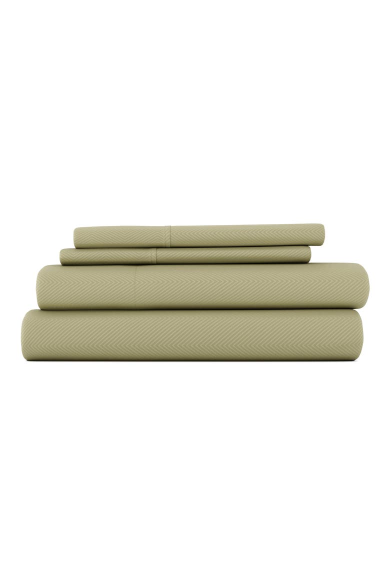 Premium Chevron Embossed 4-Piece Bed Sheet Set, Main, color, SAGE