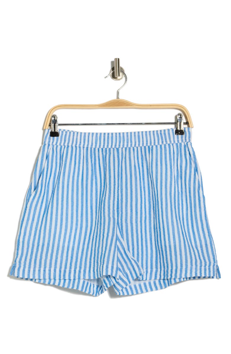 Caslon<sup>®</sup> Cotton Gauze Shorts, Alternate, color, Blue Racer Brianne Stripe