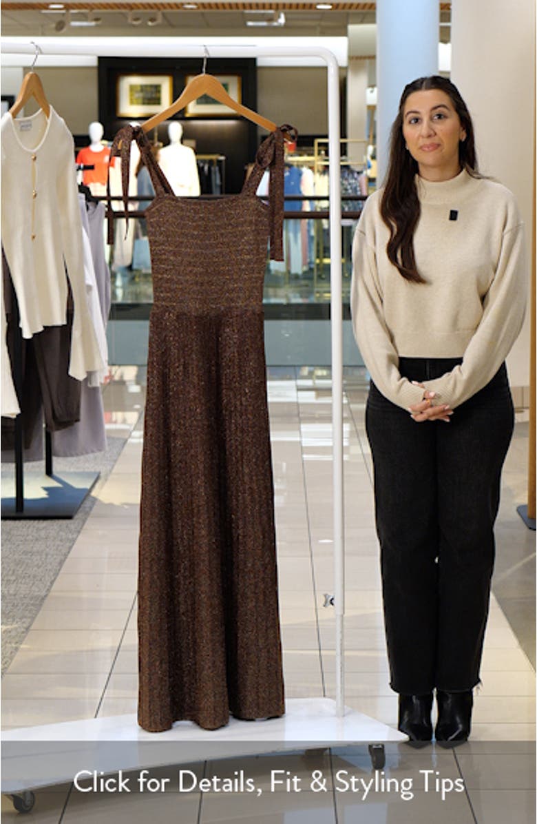 Tie Strap Metallic Maxi Sweater Dress, sales video thumbnail