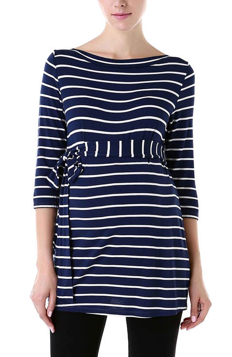 Whitney Striped Boatneck Maternity Top