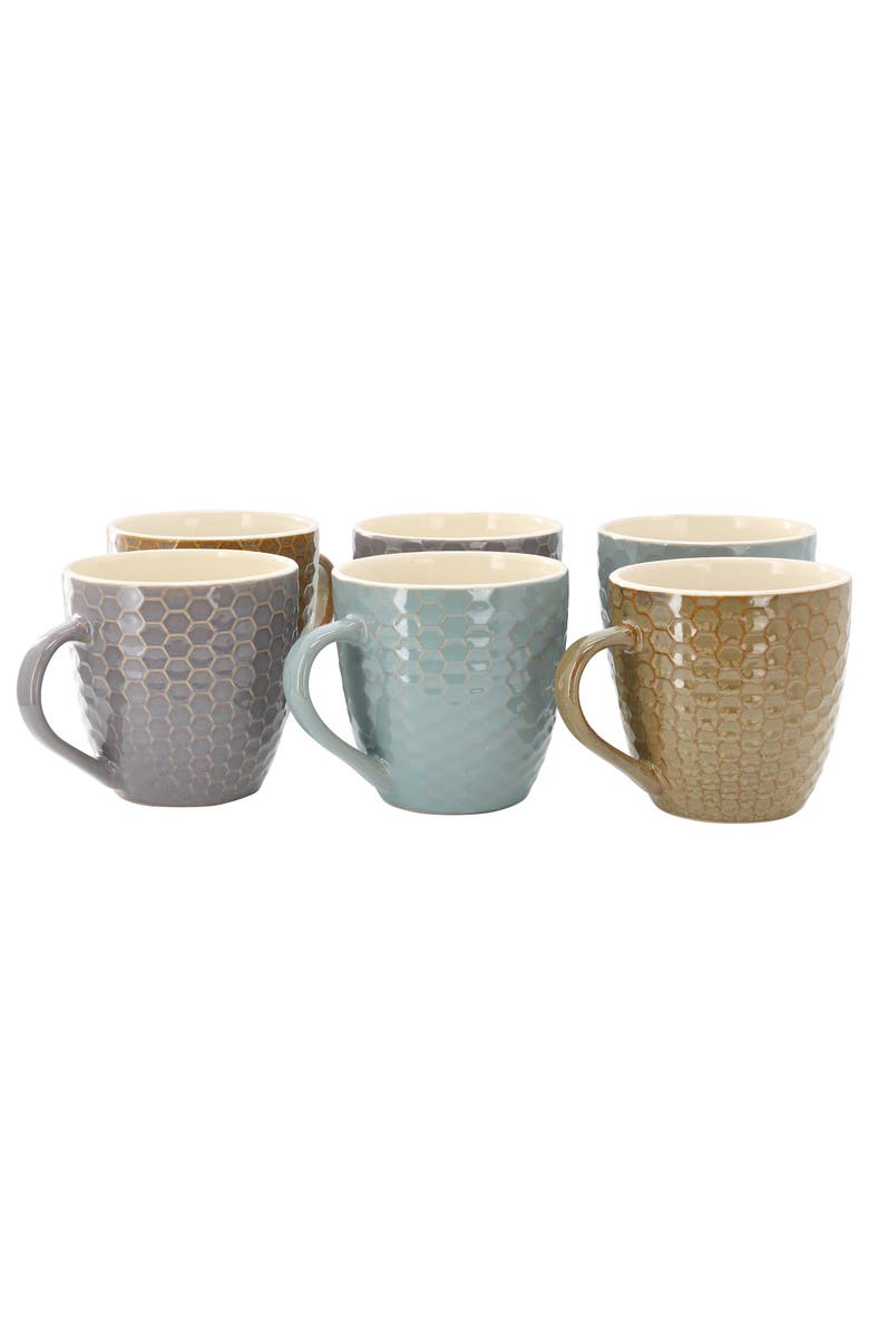 Elama Honeysuckle 6-Piece 15 oz. Mug Set, Alternate, color, Beige