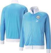 PUMA Men's Puma Sky Blue Manchester City ftblHeritage T7 Raglan Full-Zip Track Jacket