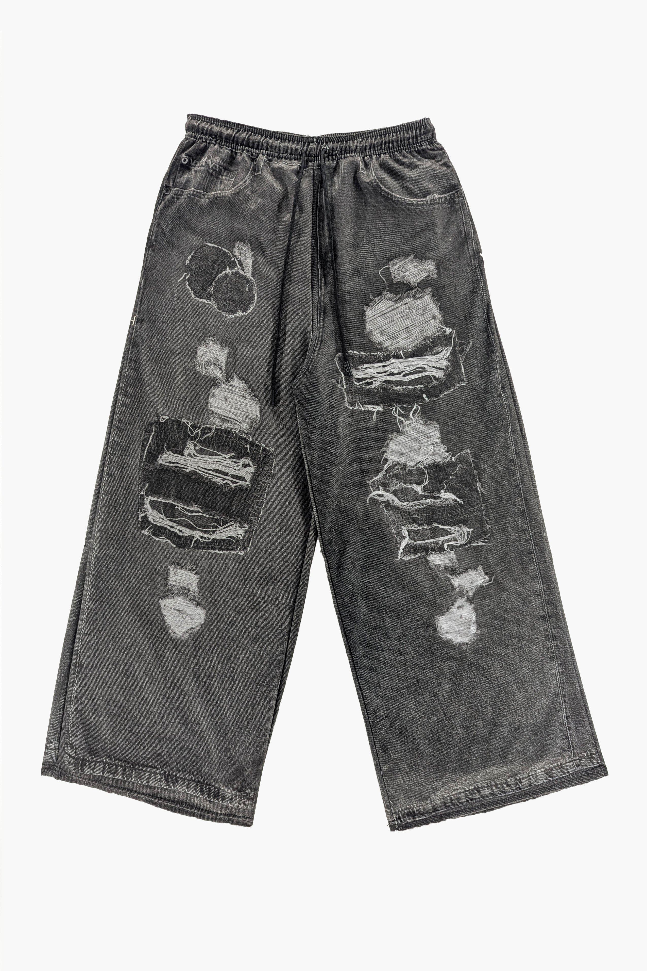 XTRA WIDE PRINTED DENIM PANT