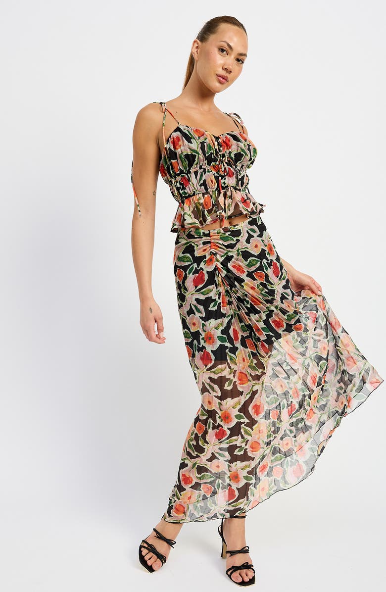 En Saison Eden Pleated Maxi Skirt, Alternate, color, Black Red