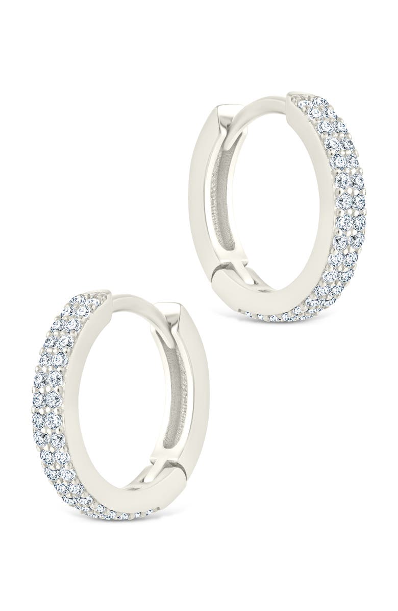 Sterling Forever Emerson Cubic Zirconia Hoop Earrings, Alternate, color, Silver