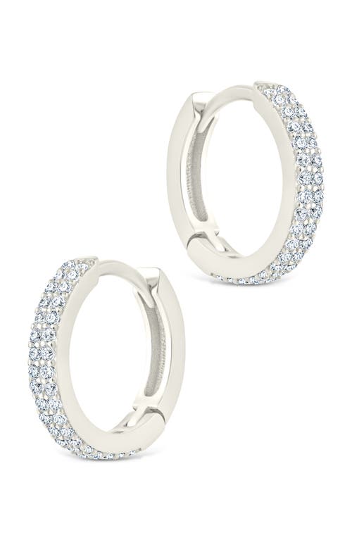 Sterling Forever Emerson Cubic Zirconia Hoop Earrings In Blue