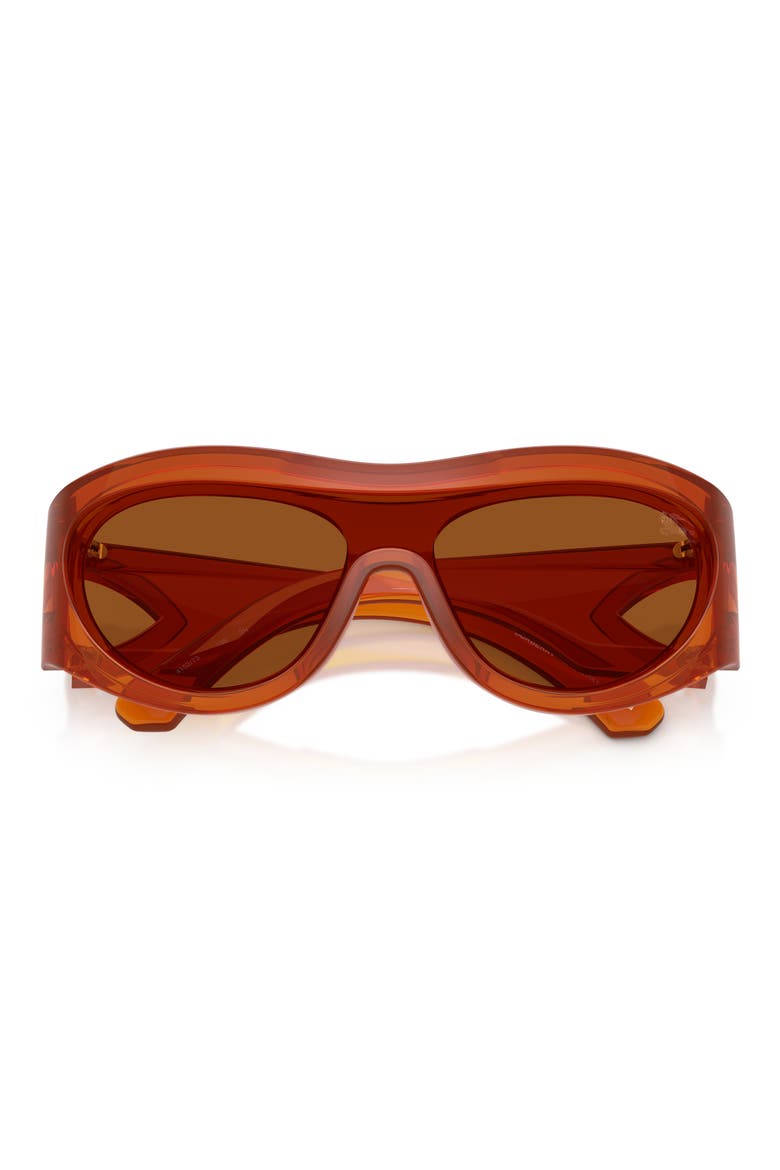 138mm Irregular Shield Sunglasses, Alternate, color, RUST/ DARK BROWN