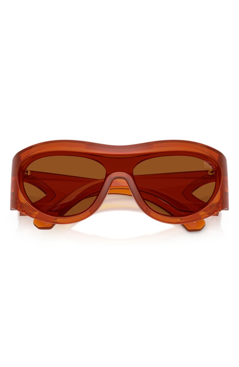 Burberry 138mm Irregular Shield Sunglasses, Alternate, color, Rust/ Dark Brown