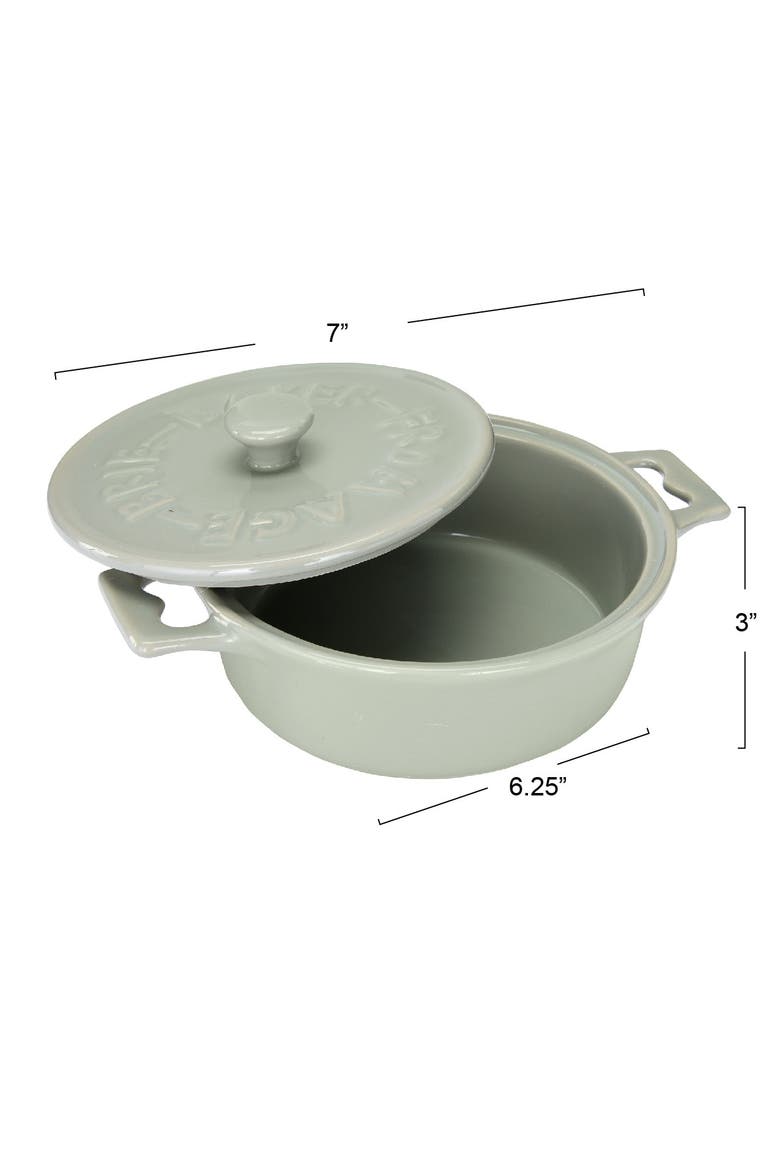 Round Lidded Stoneware Brie Bakers with Wood Spreaders, Alternate, color, Grey